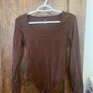Elegant Long Sleeve Brown Bodysuit